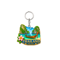 Porte-clés en résine personnalisé OEM, atmosphère tropicale thaïlandaise, forme créative, logo personnalisé, souvenir de voyage d'Asie du Sud-Est