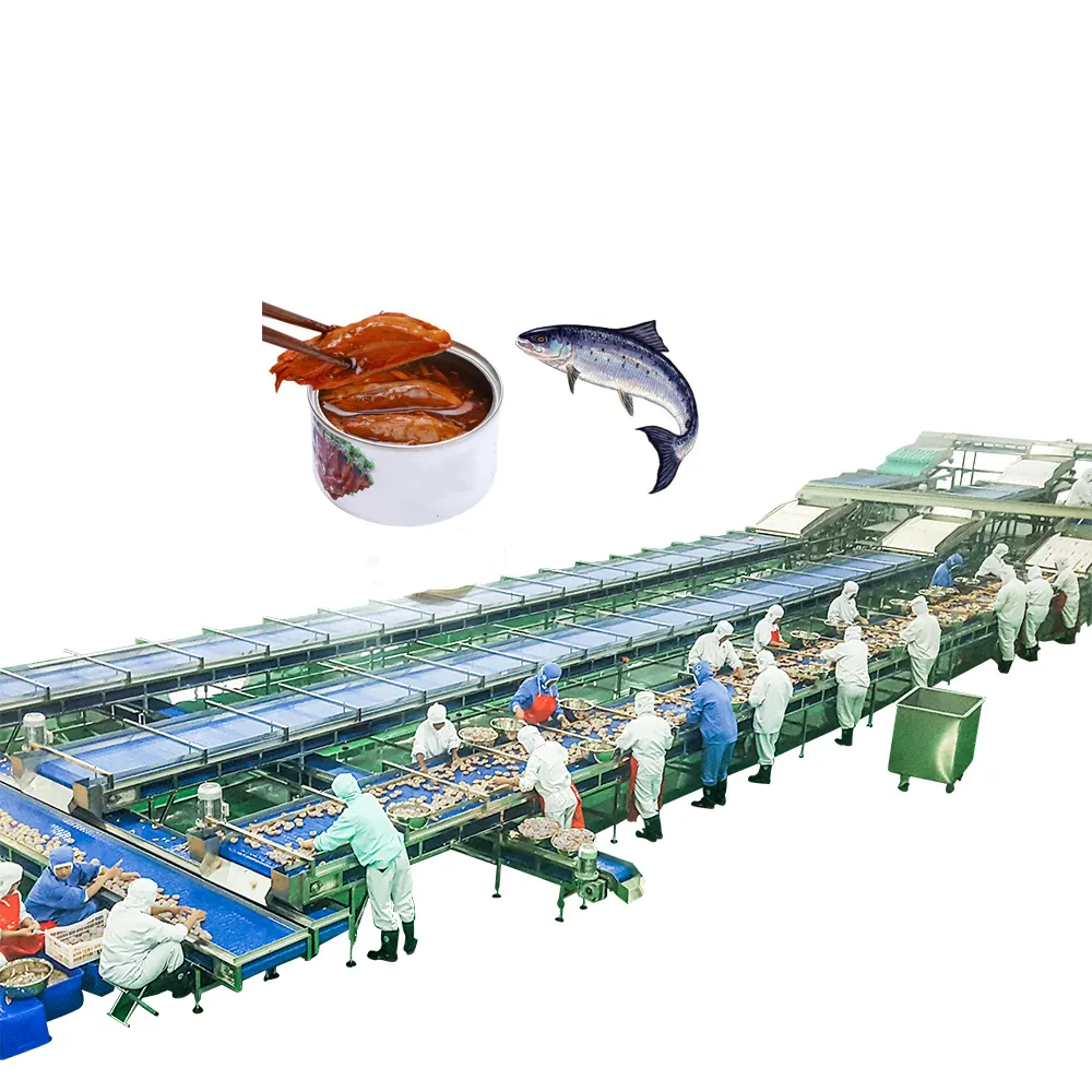خط كامل كامل من مصنع معالجة خط إنتاج الأسماك المعلبة/السردين/التونة