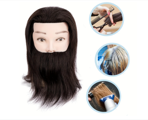 Têtes d'entraînement en cheveux humains indiens Remy 100% naturels, mannequin masculin pour la pratique <span class=keywords><strong>de</strong></span> la <span class=keywords><strong>coiffure</strong></span> et du tressage, blanc, brun, noir - Product Image 2