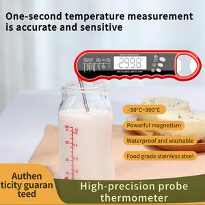 Высокоточный складной цифровой термометр для еды с мгновенным считыванием и открывалкой для бутылок для барбекю, жарки мяса, гриля, использования на кухне - Product Image 5
