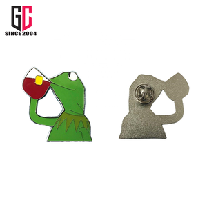 Badge métallique personnalisé en alliage de zinc, 30 pièces, peinture de dessin animé peep la grenouille, en émail doux et dur, badge souvenir d'animal - Product Image 2