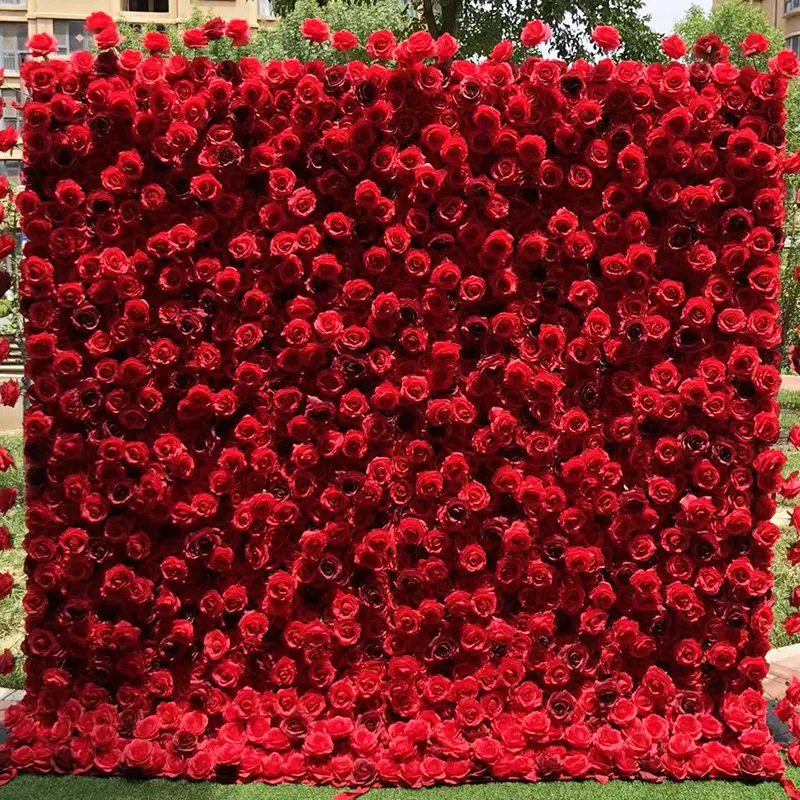 ODM bunga buatan dinding menggulung 5d bunga dinding backdrop 8ft X 8ft untuk acara pernikahan