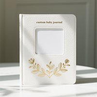 Ensemble cadeau de luxe personnalisé en cuir de PU couverture rigide souvenir de bébé livre de souvenirs agenda avec fenêtre photo pour les nouveaux parents