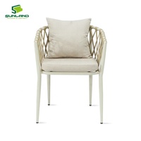 Silla de Comedor Apilable Gloria de Lujo SUNLAND, Estructura de Aluminio, Tejido de Cuerda con Cojín para Exteriores y Hoteles, Cafeterías y Hostelería