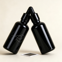 Flacon compte-gouttes en verre noir de 30 ml (1 oz) avec impression sérigraphique, pipette pour sérum liquide, pour emballage cosmétique, flacons de sérum d'huile essentielle