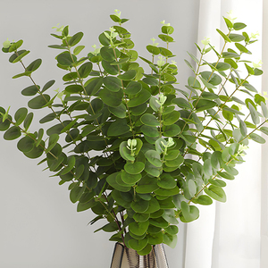 Chất Lượng Cao Nhân Tạo Bất Cảm Ứng Cao Su Màu Xanh Lá Cây Bạch Đàn Tiền Lá Chi Nhánh Lá Thân Cây Làm Bằng Tay Tốt Nghiệp Phục Sinh Đám Cưới Nhà - Product Image 6