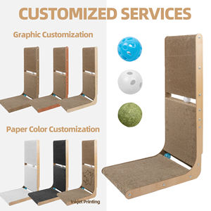 Tampon à gratter personnalisé en carton ondulé en forme de L pour chat avec balle jouet pour chats d'intérieur protégeant les meubles - Product Image 4