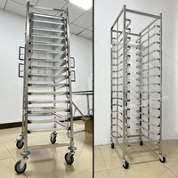 Chariot de boulangerie en acier inoxydable de qualité alimentaire pour fours rotatifs, avec 16, 18 ou 32 niveaux, pour chariots de cuisine et boulangeries