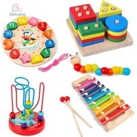 Ensemble de jouets en bois Montessori pour tout-petits - 6 jeux de puzzles et de tri éducatifs pour les enfants de 1 à 4 ans, kit d'apprentissage de la motricité fine