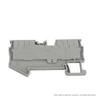 Bloc de bornes à bouton-poussoir UPT-2.5/2-2-GY pour rail DIN, type ressort, 2,5 mm², 24 A, 800 V, connecteur de câblage traversant, UL94-V0