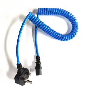 BS1363 UK Plug para IEC C13 Cabo de alimentação espiral Cabos bobina retrátil Cabos de extensão enrolados