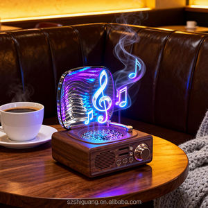 Reproductor Retro con Altavoces, Mini Radio Atómica Moderna con Luz Nocturna LED de 7 Colores, Altavoz de Vinilo con Sonido de Olas del Océano - Product Image 1