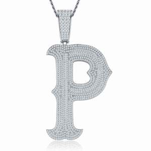 Collier Pendentif Lettre <span class=keywords><strong>M</strong></span> en Moissanite VVS, Argent 925 Plaqué Platine, Bijoux Hip Hop Personnalisés avec Nom, Vente en Gros Usine - Product Image 4