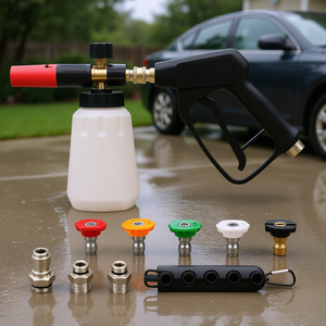 Pistolet laveur haute pression à canon à mousse 0,22 gallon 4000 PSI 5 embouts de buse connexion rapide 1/4 pouce Kit de nettoyage auto - Product Image 2