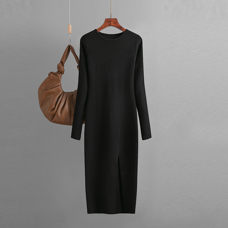 Autumn and Winter New Slim Knit Dress Women's Inner Wear Outer Wear  Mid-Length Long Sleeve Tight Bottoming Hip Skirt| Alibaba.com