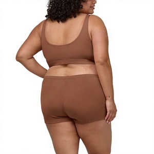 Conjunto de Ropa Interior de 2 Piezas para Niños: Pantalones Cortos de Cintura Alta Estilo Europeo Americano y Sujetador Deportivo Sin Relleno, Talla Grande, Algodón/Spandex - Product Image 4