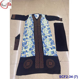 Vente en gros, robe abaya prête à l'emploi, grande taille, avec imprimé spandex doux, pierre de cristal, et écharpe, mode africaine wom - Product Image 2