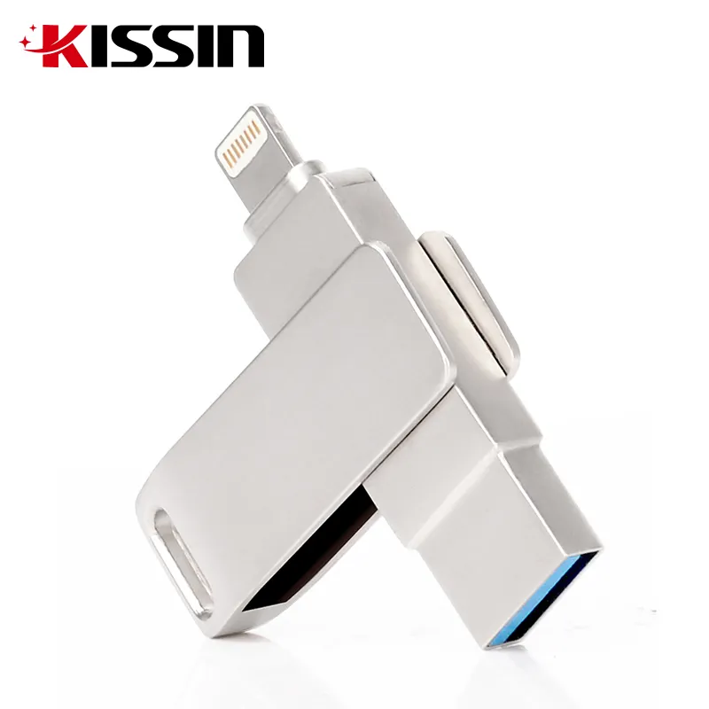 KISSIN Hot sale 2 in 1 OTG Micro USB Type C Appl Memoria USB Pendrive 3.0 64GB 128GB 256GB 512GB OTG USB Flash Drive 3.0