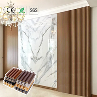 Decoración del Hogar, Panel de Pared Interior de WPC, Panel de Pared Acordonado de PVC, Compuesto de Madera y Plástico
