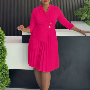 D597 <span class=keywords><strong>Camicia</strong></span> Elegante con Colletto a <span class=keywords><strong>Blazer</strong></span> per Donna, Taglie Forti, Stile Europeo e Americano, Plissettata, Tinta Unita, per l'Esportazione - Product Image 4
