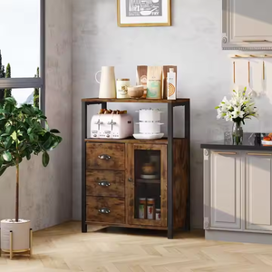 Armoire de rangement moderne industrielle rustique en bois et en métal noir pour la maison hôtel pour le salon chambre <span class=keywords><strong>cuisine</strong></span> salle à manger salle de bain - Product Image 4