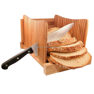 Pengiris roti bambu roti kompak, dengan panduan pemotong yang dapat dilipat, nampan remah rumah dan aksesori dapur untuk memotong blok - Product Image 1