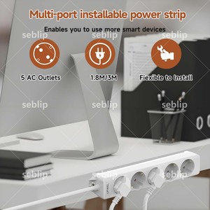 แถบปลั๊กไฟติดผนังแบบยูโรปลอกกันไฟได้หลายช่องตัวจ่ายไฟแบบประหยัดพลังงานสำหรับเวิร์กสเตชันในครัว - Product Image 3