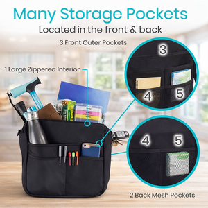 Sac de rangement multi-poches personnalisé pour déambulateur, fauteuil roulant et aides à la mobilité - Product Image 3