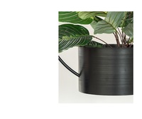 Grosir pot vas bunga penanam logam hitam nordic dengan pita lingkaran pinggul loop resistensi berat