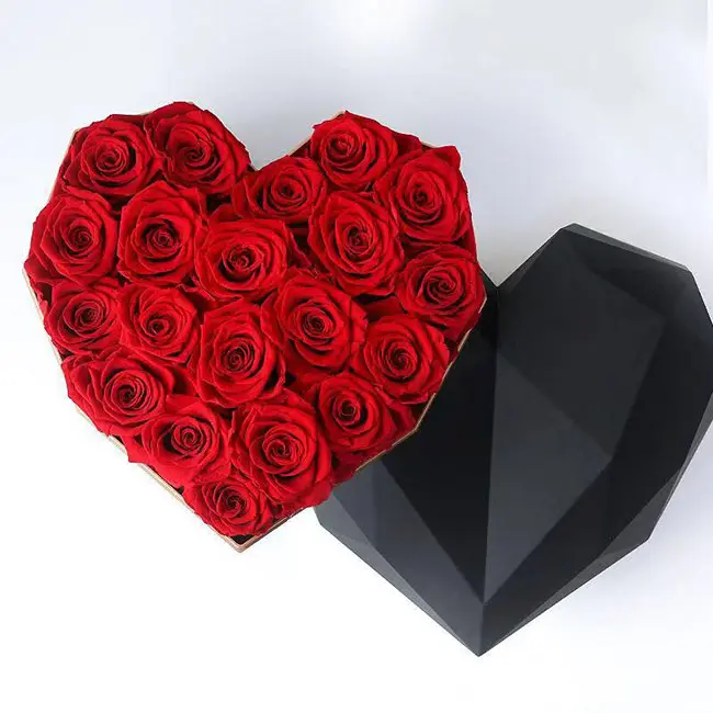 En gros Belle Saint-Valentin préservé rose artisanat rose éternelle coeur boîte