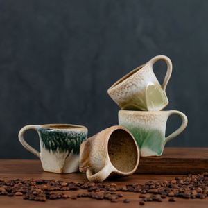 Tasse à café vintage en céramique avec anse, dégradé de couleurs, en poterie rustique, pour le bureau, capacité 300 ml, tasse à eau en porcelaine - Product Image 3
