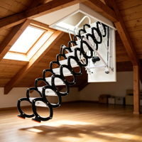 Échelle de grenier électrique escamotable en acier au carbone avec main courante, escalier de loft télescopique pliable, gain de place pour villa, maison et garage