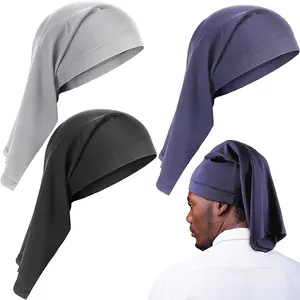 Syh32 logotipo personalizado diseñador satén Durags pañuelo turbante pelucas hombres sedoso Durag Headwear diadema pirata sombrero accesorios para el cabello