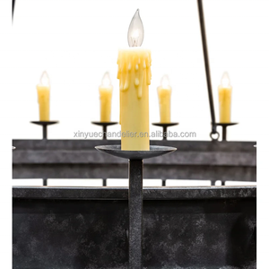 Ampoules de bougie en fer forgé incurvé patiné rustique et vintage faites à la main pour décoration artistique personnalisée Luminaires suspendus Lustre rond - Product Image 5