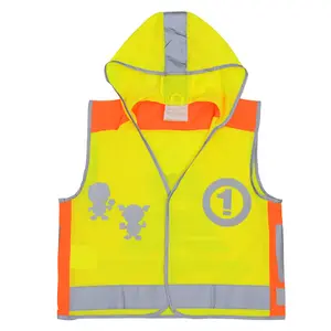 高清晰儿童安全反光布，带帽EN17353黄色学校道路儿童安全背心