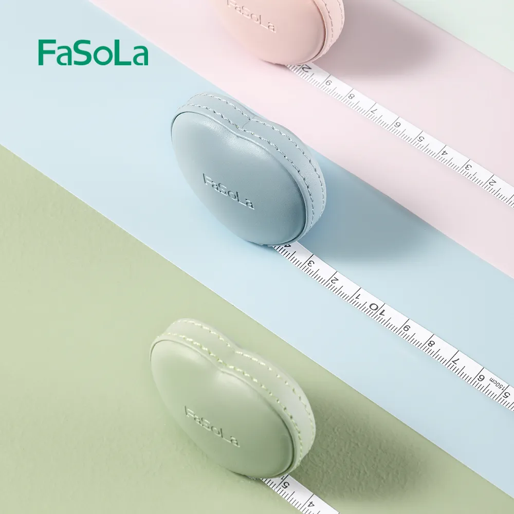 FaSoLa 1.5M forme de coeur PU ruban à mesurer souple Double échelle corps couture règle Flexible règle rétractable avec bouton poussoir