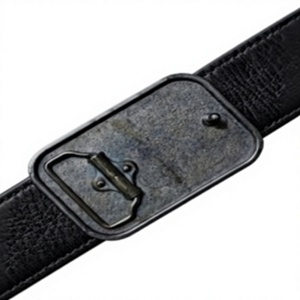Hebilla de Cinturón Rectangular Estilo Vintage CS con Correa de Cuero Negro Genuino - Herrajes Metálicos Duraderos para Colección Histórica - Product Image 4