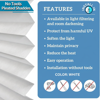 Stores plissés horizontaux intégrés de haute qualité en tissu uni pour la protection de la vie privée, sans cordon, sécuritaires, pour salon et chambre à coucher