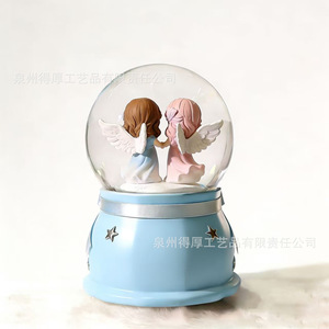 Adorable boîte à musique en cristal en forme d'ange, décorations rotatives rondes pour un cadeau de la Saint-Valentin - Product Image 3