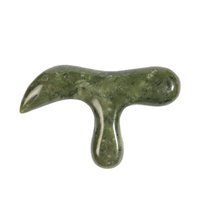 Plaque de grattoir en jade naturel Xiuyu masseur à pointe triangulaire tablette à gratter masseur corporel pied avec bâton à trois fourches