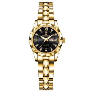 Noble <span class=keywords><strong>montre</strong></span> à Quartz de luxe pour femmes étanche <span class=keywords><strong>en</strong></span> acier inoxydable Double calendrier cadran lumineux fenêtre 18mm largeur de bande boîtier <span class=keywords><strong>en</strong></span> alliage - Product Image 3
