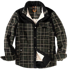 Custom Men's Casual Outdoor Autumn Winter Windproof Long Sleeve Plaid Work Flannel <strong>Lined</strong> Mens <strong>Fleece</strong> Jacket <strong>Shirt</strong> - Product Image 4