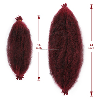 Gros Cheveux à Tresser Marley Bouclés Crépus Pré-Gonflés 16 et 24 Pouces, Extensions de Cheveux Crochet Afro Twist Pré-Séparées et Ressortantes