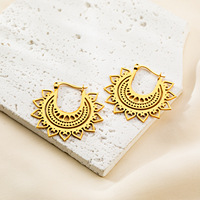 Pendientes de acero inoxidable para mujer elegantes de moda americana europea, corazón de ganchillo de corte Retro Simple geométrico