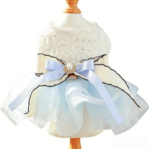 Falda tutú estilo princesa, vestido de tul azul y blanco con velo para perros y gatos, primavera, verano, cuatro estaciones, material de poliéster - Product Image 5