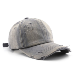 Chất Lượng Cao Trống Rửa Sạch Ripped Mũ Bóng Chày Biểu Tượng Tùy Chỉnh Giản Dị Cổ Điển Cá Tính 6 Bảng Điều Chỉnh Bông Cha Hat Cho Bán Buôn - Product Image 5