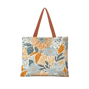 Sac fourre-tout en toile rétro bohème à motif floral, impression artistique personnalisée, grand sac fourre-tout botanique, motif de fleurs vintage, sac d'épicerie réutilisable - Product Image 1
