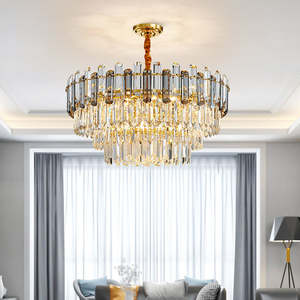 โคมไฟระย้าคริสตัล K9สีเทาควันหรูหราเพดานทันสมัยของตกแต่ง - Product Image 2