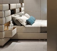 Ensembles de meubles de chambre à coucher italiens, cadre de lit moderne, ensemble de lit king size, lit plateforme luxueux en cuir capitonné