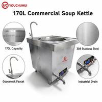 Marmite de cuisson professionnelle en acier inoxydable, chauffée au gaz, avec couvercle et robinet, pour la mijotée de viande en restaurant